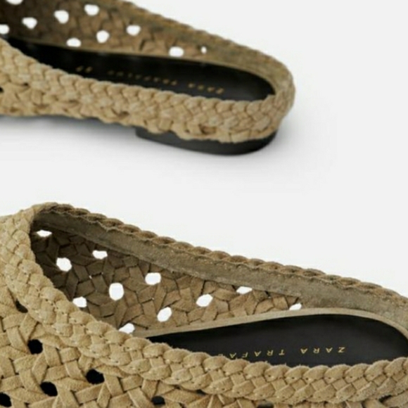 ZARA BRAIDED SPLIT SUEDE LEATHER MULE 6.5 - Picture 4 of 8